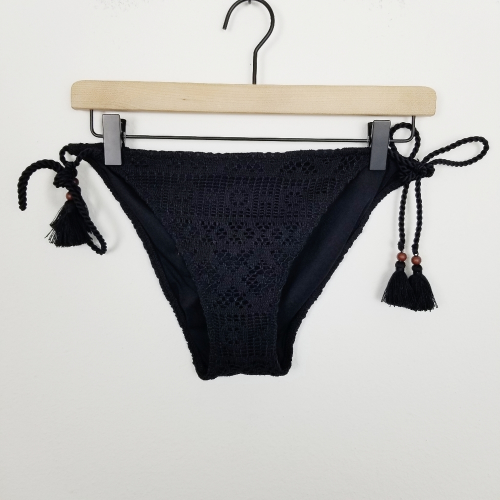 VS Victoria's Secret black crochet lace swim suit bikini bottom